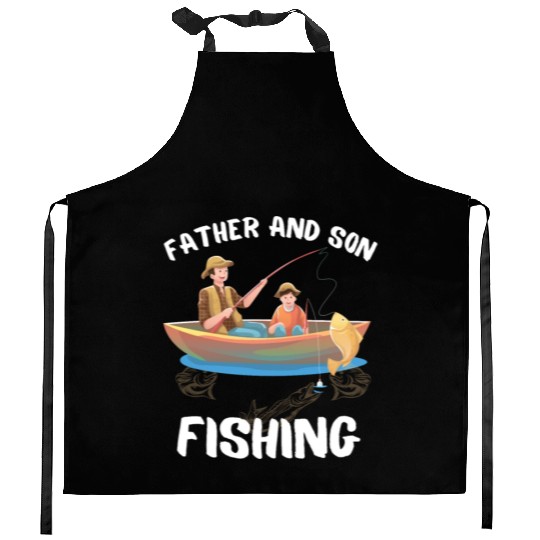 FATHER AND SON FISHING, DAUGTHER, FATHERS DAY, Kitchen Aprons