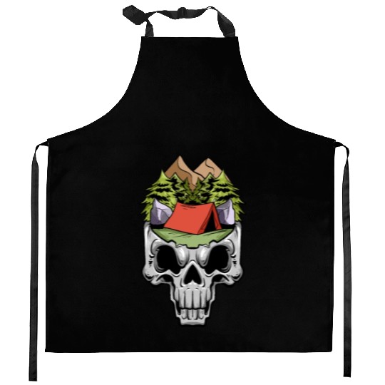 Camper Campsite Skull Skeleton Head Camp Camping Kitchen Aprons