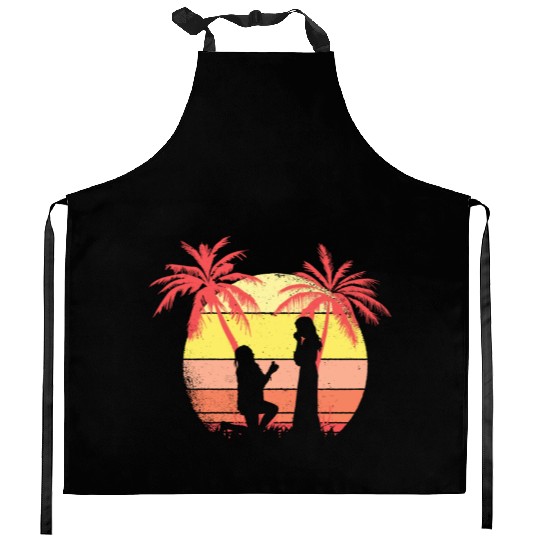 Lesbian Couple Romantic Marriage Propose Summer Kitchen Aprons