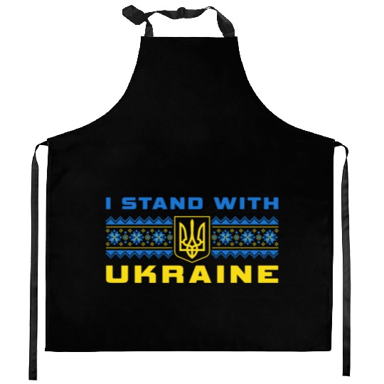 I STAND WITH UKRAINE BLUE-YELLOW Kitchen Aprons