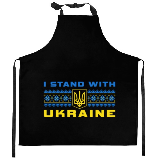 I STAND WITH UKRAINE BLUE-YELLOW Kitchen Aprons