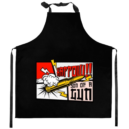 Kappow Bullets Gun Explosion Big bang Aesthetic Kitchen Aprons