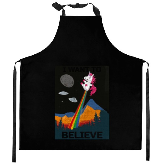 Unicorn "I Want To Believe" UAP Outfit Alien Ufo Kitchen Aprons