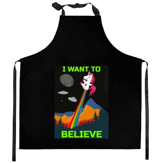 Unicorn "I Want To Believe" UAP Outfit Alien Ufo Kitchen Aprons