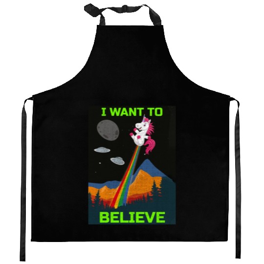 Unicorn "I Want To Believe" UAP Outfit Alien Ufo Kitchen Aprons