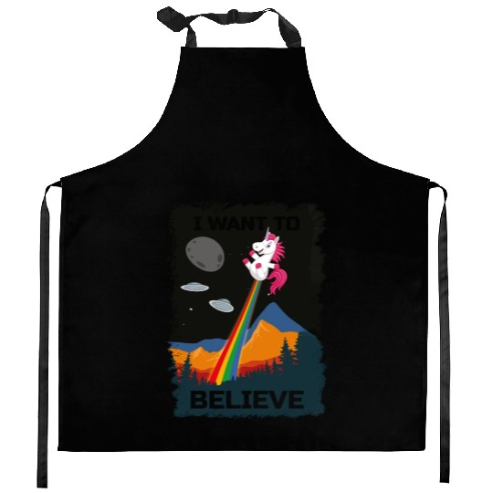 Unicorn "I Want To Believe" UAP Outfit Alien Ufo Kitchen Aprons