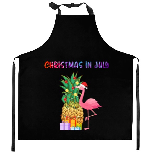 Christmas In July Pineapple Xmas Tree Lights Kitchen Aprons
