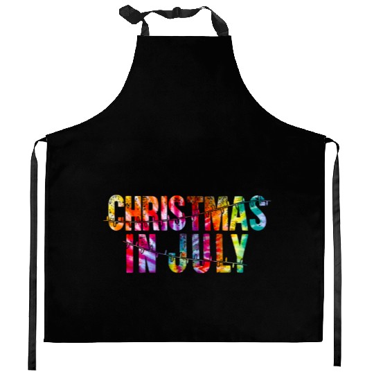 Christmas In July Xmas Tree Lights Santa Beach Kitchen Aprons