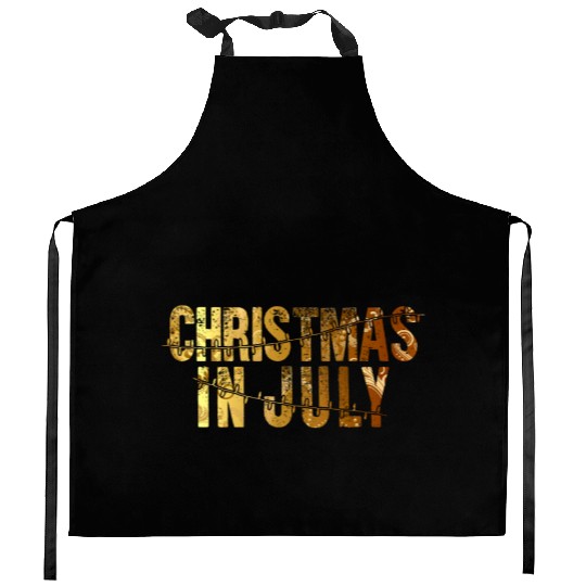 Christmas In July Xmas Tree Lights Santa Beach Kitchen Aprons