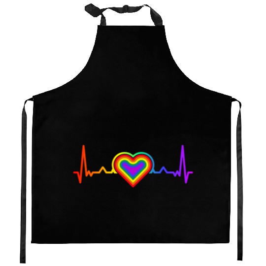 Rainbow Heart LGBTQ Lesbian Gay Pride Kitchen Aprons