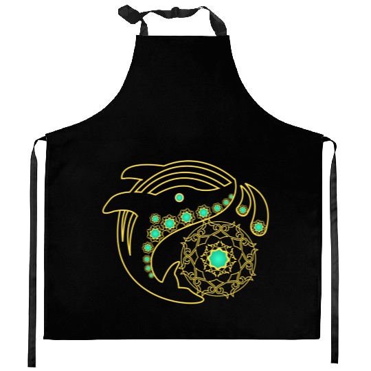 A whale with precious stones Kitchen Aprons