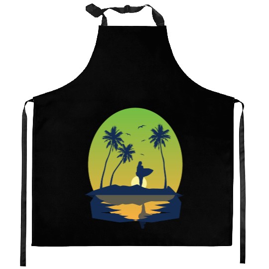 I Love My Wife And Surfing - Summer Vibes Kitchen Aprons