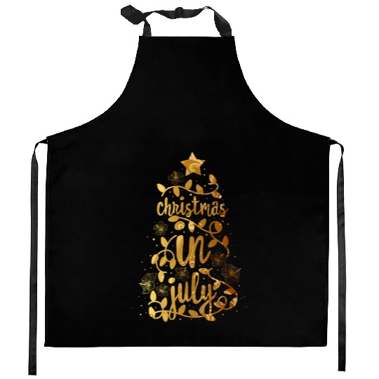 Christmas In July Colorful Xmas Tree Lights Kitchen Aprons