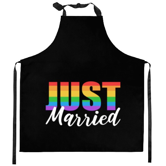 Just Married LGBTQ LGBTQ Gift Kitchen Aprons