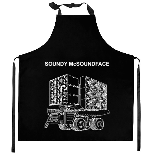Soundy McSoundFace 3x3 Truck White Print Kitchen Aprons