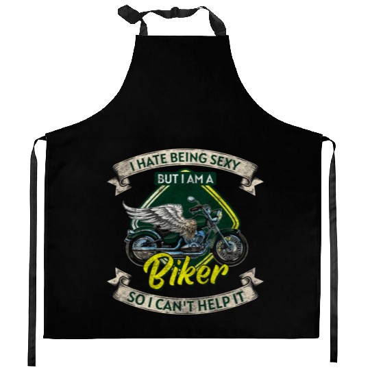 Biker Chopper Racing Two-Wheeler Kitchen Aprons