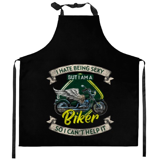 Biker Chopper Racing Two-Wheeler Kitchen Aprons