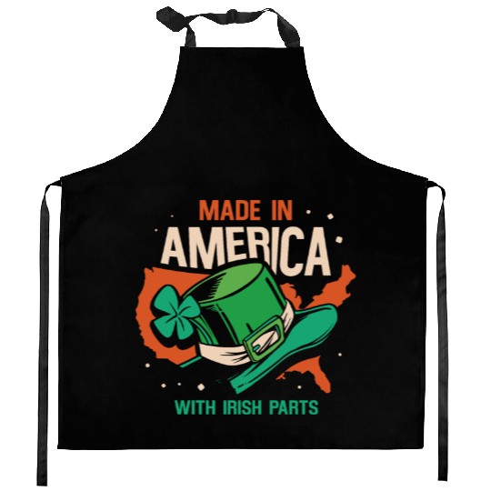 Made In America With Irish Parts Gaelic Ireland Kitchen Aprons