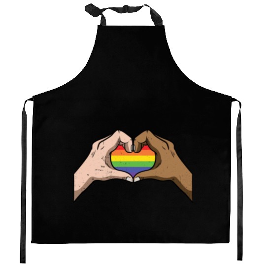 LGBT Rainbow Heart Gay Pride Lesbian Equality Gift Kitchen Aprons