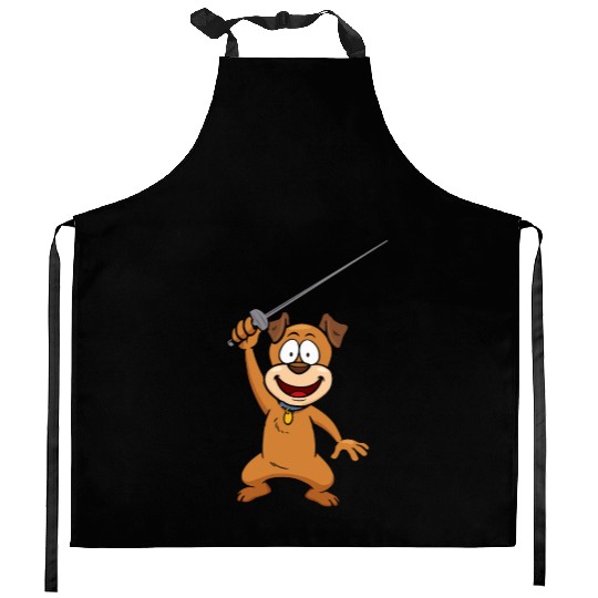 Fencing Dog Funny Animal Fencing Humor For Dog Kitchen Aprons