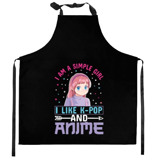 KPop Anime Design for a KPop and Anime Fan Kitchen Aprons