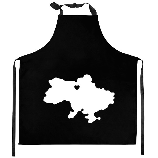 Ukraine Heart Outline Contour Kitchen Aprons