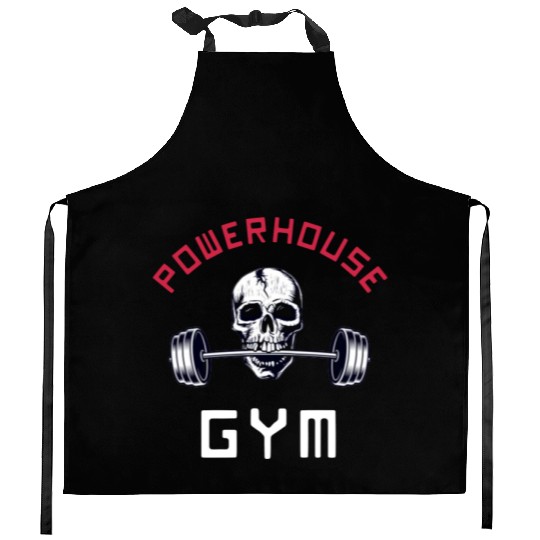 Powerhouse Gym - Bodybuilding Workout Saying Kitchen Aprons