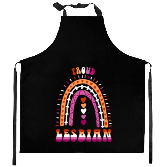 Proud Lesbian Pride Boho Rainbow Kitchen Aprons