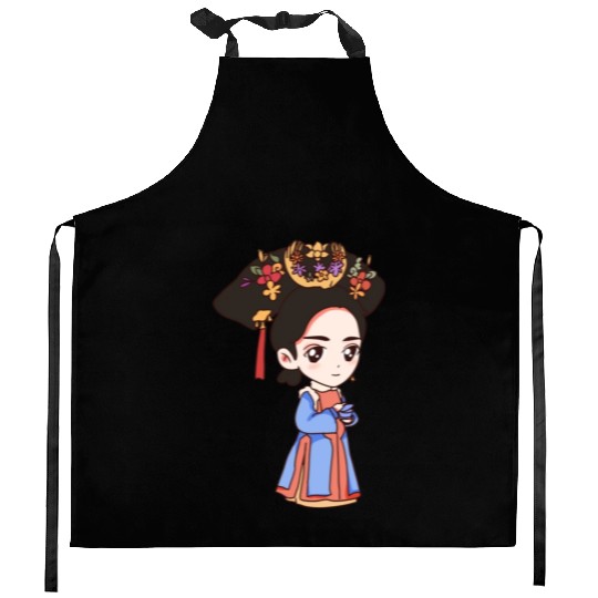 HAND PAINTED GIRL IMAGE Kitchen Aprons