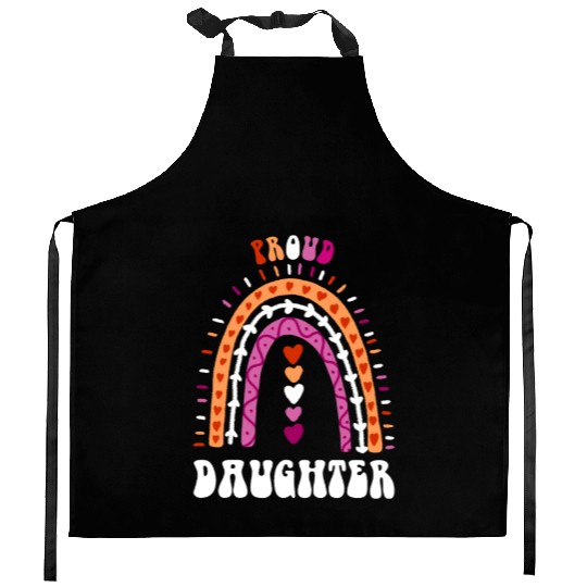 Proud Daughter Lesbian Pride Boho Rainbow Kitchen Aprons