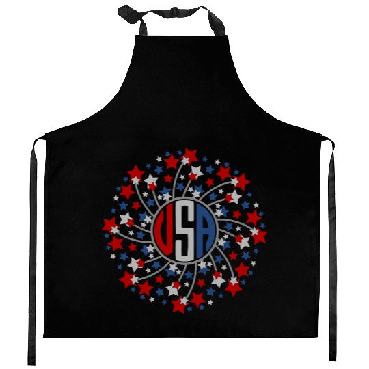Harbor Grace Designs Hand Drawn Stars Fireworks Kitchen Aprons