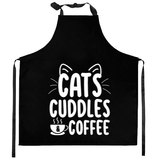 Cats Coffee Funny Cute Cat Lover Kitty Mom Dad Kitchen Aprons