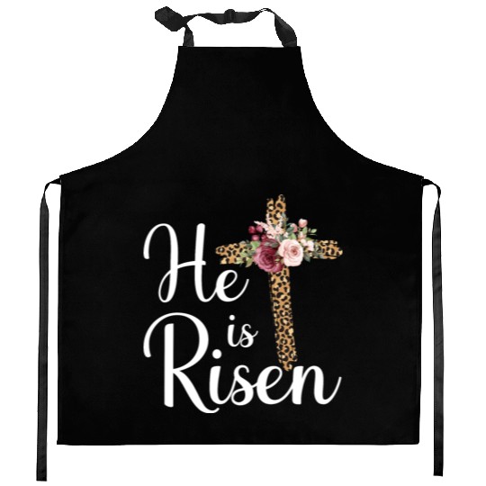 He Is Risen Jesus Christ Cross Easter Sunday Kitchen Aprons