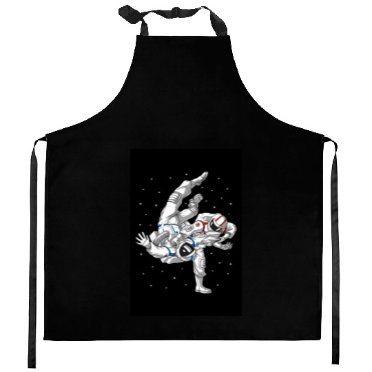Astronauts Jiu-Jitsu Wrestling Kitchen Aprons