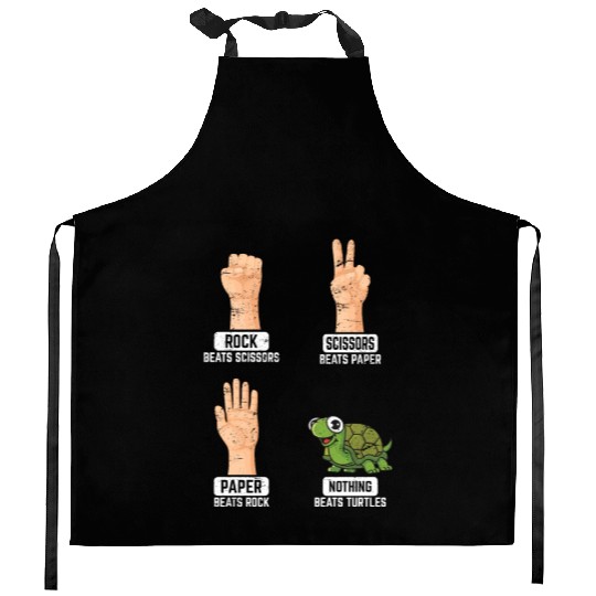 Rock Paper Scissors Nothing Beats Turtles Funny Tu Kitchen Aprons