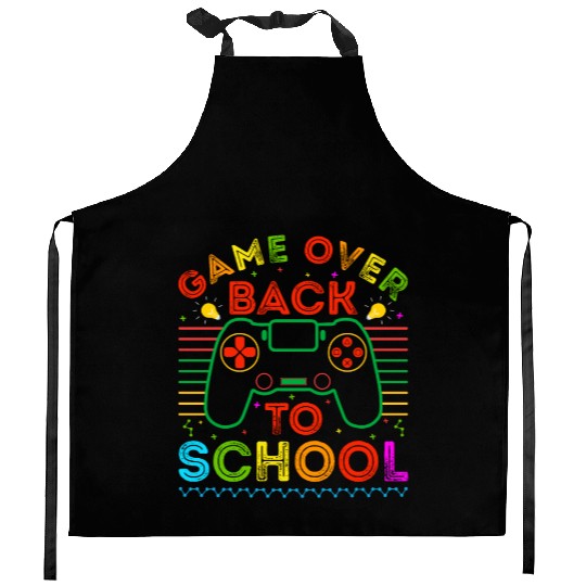 Back to School Funny Game Over Teacher Student Kitchen Aprons