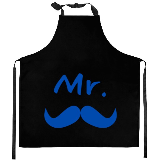 Mr & Mrs. Mustache Lips Matching Couple Kitchen Aprons