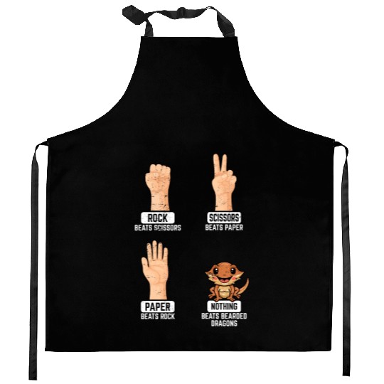 Rock Paper Scissors Nothing Beats Bearded Dragons Kitchen Aprons