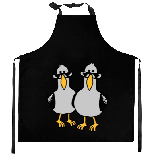 2 seagull friends team Kitchen Aprons