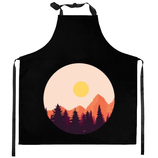 sunset horizon mountains Kitchen Aprons