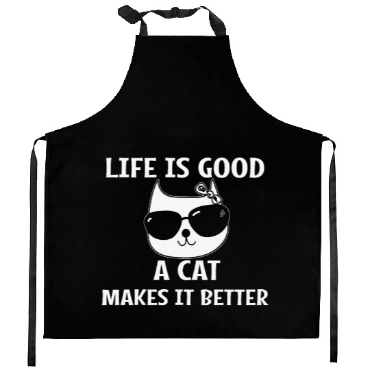 a Cat makes it better Cat Lover Animal Kitchen Aprons