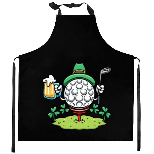 Golf Player Shamrock Golf St Patricks Day Golf Kitchen Aprons