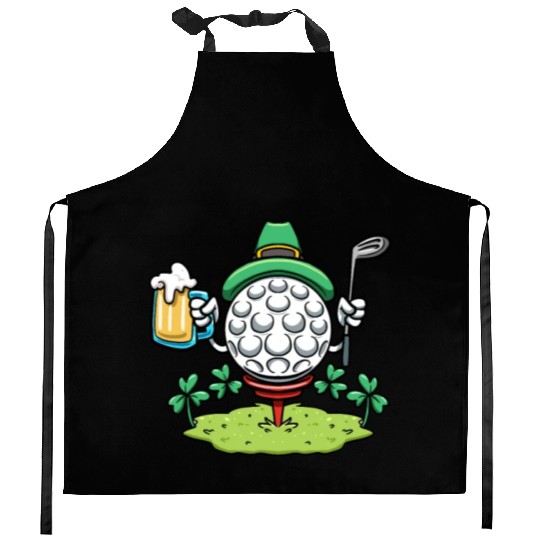 Golf Player Shamrock Golf St Patricks Day Golf Kitchen Aprons