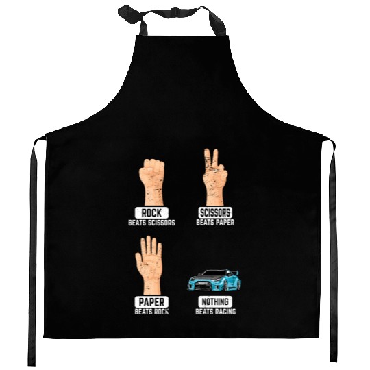 Rock Paper Scissors Nothing Beats Racing Funny Rac Kitchen Aprons