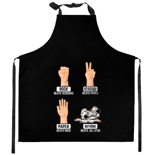 Rock Paper Scissors Nothing Beats Jiu Jitsu BJJ Ji Kitchen Aprons
