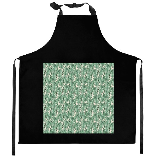 Watercolor Tropical Monstera Leaves Kitchen Aprons