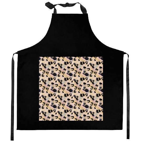 Pretty Leopard Animal Print Pattern Kitchen Aprons