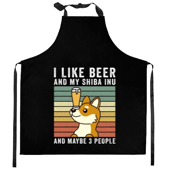 I Like Beer And My Shiba Inu And Maybe 3 People Kitchen Aprons