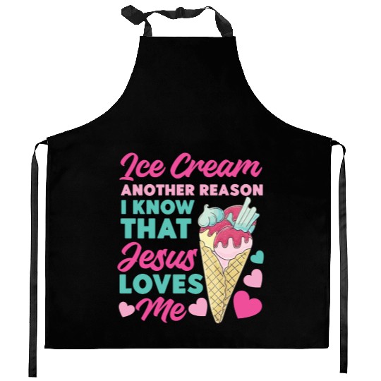 Ice Cream Christian Jesus Cone Ice Kitchen Aprons