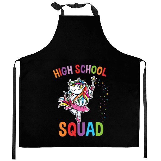 High School Squad Unicorn Back To School Kitchen Aprons